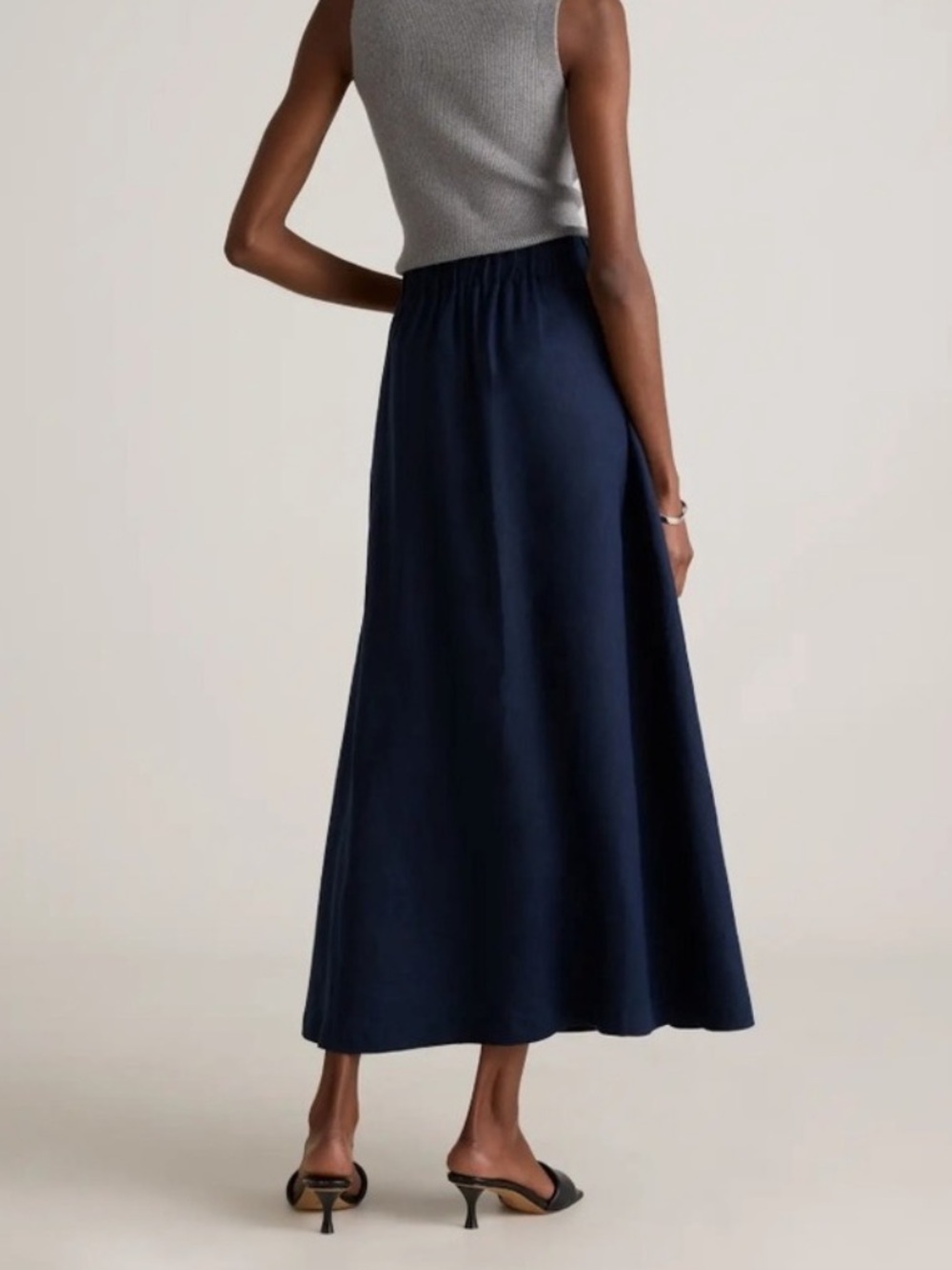 Quince 100% European Linen Maxi Skirt Deep Navy - Picture 2 of 9